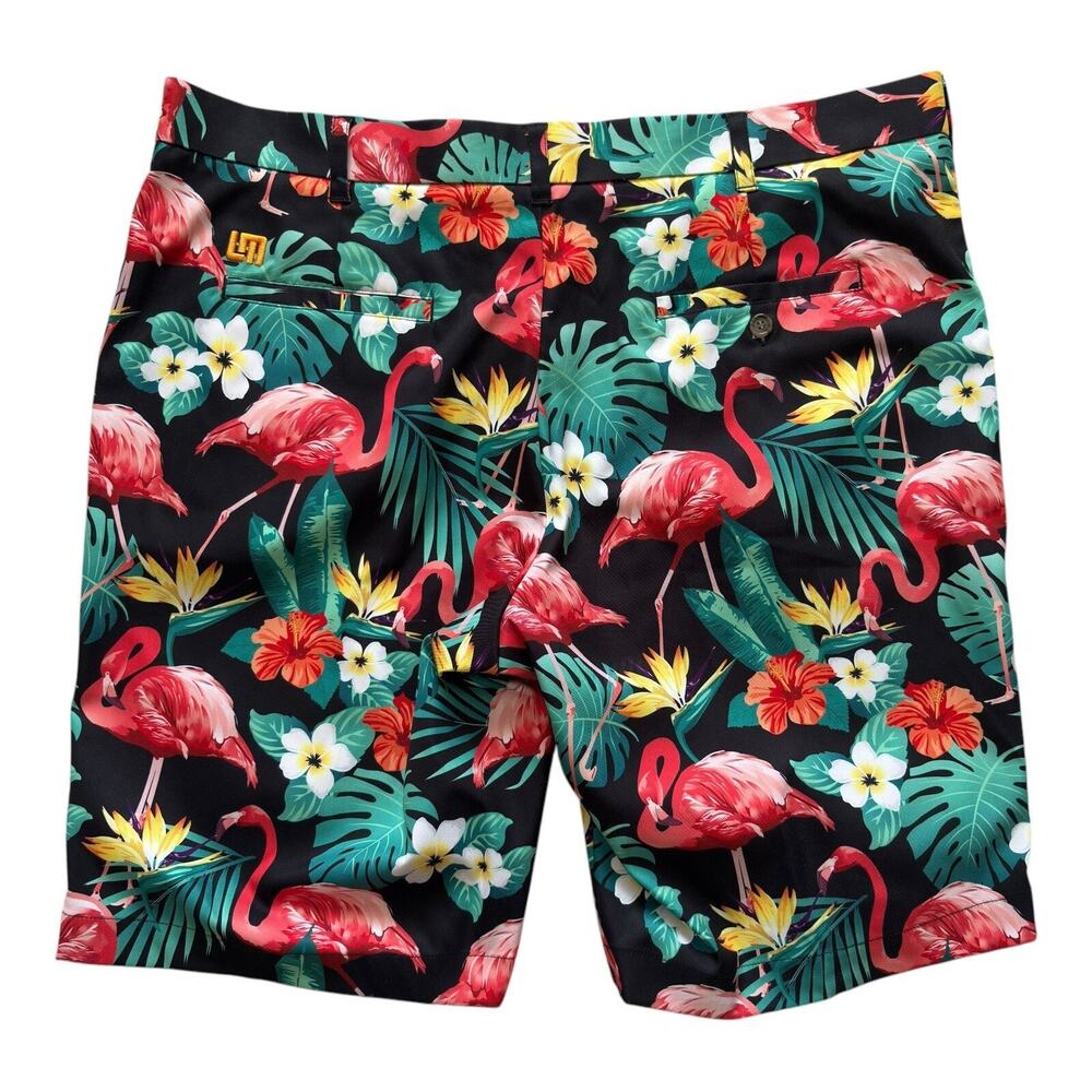 LoudMouth Golf Shorts Men's Size 40 Waist Flamingo Tropical Hawaii Chino 11"
